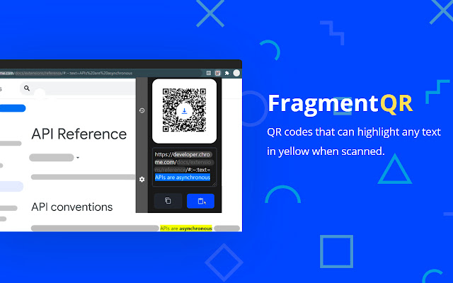 FragmentQR  from Chrome web store to be run with OffiDocs Chromium online