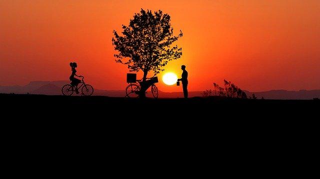 Free download Sunset Bike Woman free illustration to be edited with GIMP online image editor