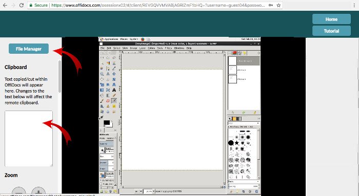 OffiDocs espace virtuel linux en ligne pour exécuter l'application Linux en utilisant un webbrowser à partir d'un ordinateur de bureau