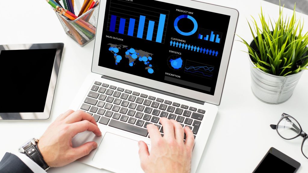 excel graphs on laptop screen