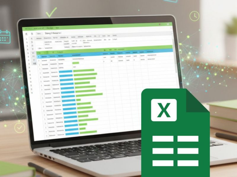 Laptop showing an Excel Template for students with online study tools from OffiDocs