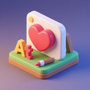 icon_art_heart_3d_isometric icon preview