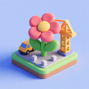 icon_construction_flower_3d_isometric icon preview