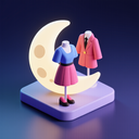 icon_fashion_moon_3d_isometric icon preview
