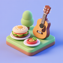 icon_food_guitar_3d_isometric icon preview