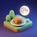 icon_food_moon_3d_isometric icon preview