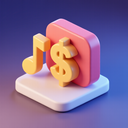 icon_music_dollar_sign_3d_isometric icon preview