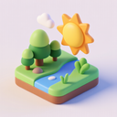 icon_nature_sun_3d_isometric icon preview