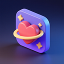 icon_space_heart_3d_isometric icon preview