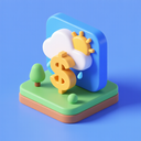 icon_weather_dollar_sign_3d_isometric icon preview