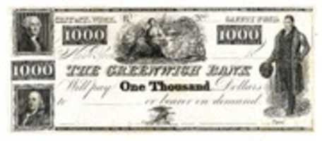Free download $1000 Bill for The Greenwich Bank, The City of New York free photo or picture to be edited with GIMP online image editor