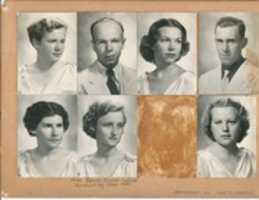 Free download 1930s Photograph (Martha Knight, Frank Zimmer, Barbara Swanstrom, Grace Milder, Ruth Wagner, Alfred Kunkel, Virginia Jane Thompson) free photo or picture to be edited with GIMP online image editor
