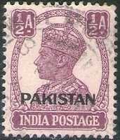 Free download 1947 British India Under King George VI (Pakistan Overprinted Stamp) free photo or picture to be edited with GIMP online image editor