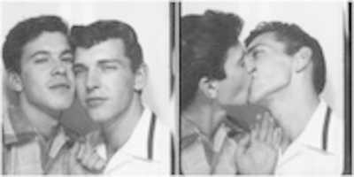 Free download (1953) Two Young Men Kissing in Photo Booth - Photograph free photo or picture to be edited with GIMP online image editor