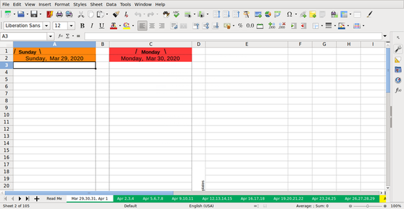 Plantilla gratuita Calendario de tarjetas diarias con pestañas 2020, vertical 3X5 válido para LibreOffice, OpenOffice, Microsoft Word, Excel, Powerpoint y Office 365