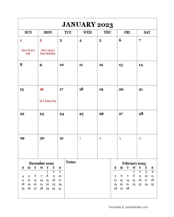 เทมเพลต 2023-monthly-planner-us-holidays-word-16