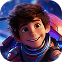 3d cartoon kids exploring moon space  screen for extension Chrome web store in OffiDocs Chromium