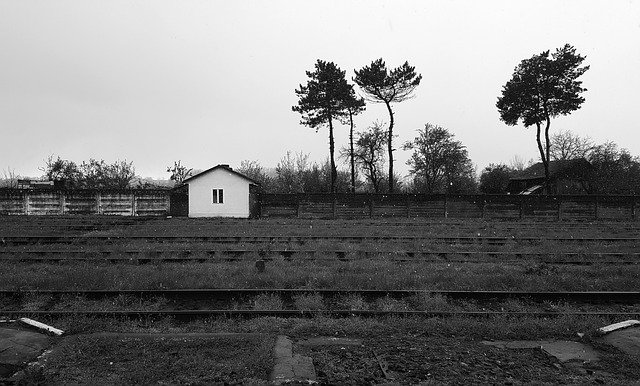 Free download Abandoned Train Station Black And -  free photo or picture to be edited with GIMP online image editor