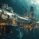 A futuristic settlement designed  screen for extension Chrome web store in OffiDocs Chromium