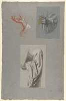Free download a.  Hand of Saint Remi; b.  Hand of Saint Remi; c.  Drapery Study for Acolyte Holding Book (middle register); (studies for wall paintings in the Chapel of Saint Remi, Sainte-Clotilde, Paris, 1858) free photo or picture to be edited with GIMP online image editor