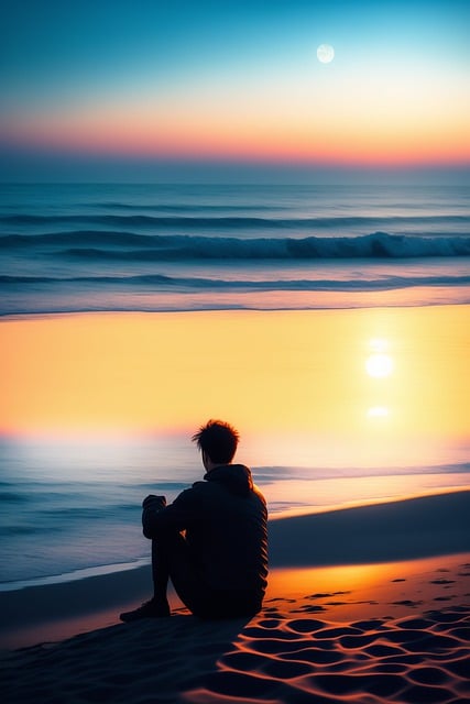 Free download ai generated man alone beach sea free picture to be edited with GIMP free online image editor