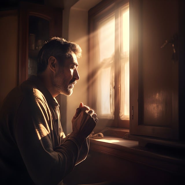 Free download ai generated man praying window free picture to be edited with GIMP free online image editor