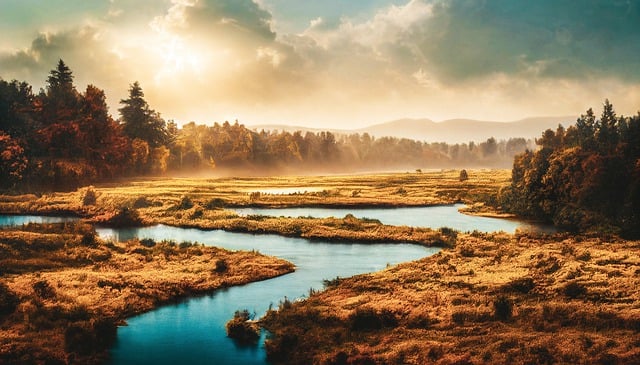 Muat turun percuma ai menjana gambar percuma sungai landskap alam semula jadi untuk diedit dengan editor imej dalam talian percuma GIMP