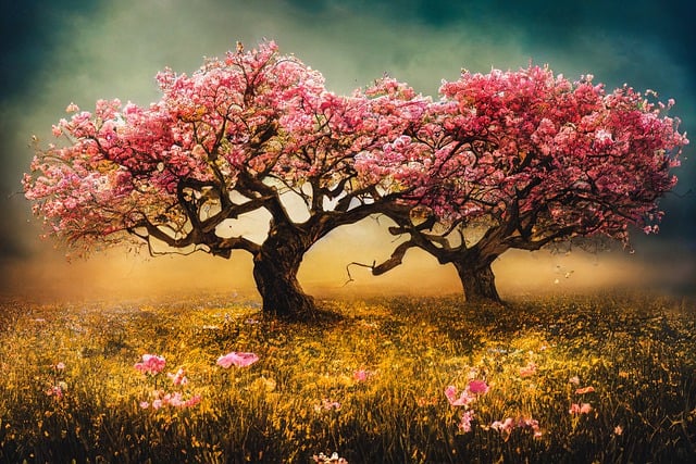 Free download ai generated trees flowers meadow free picture to be edited with GIMP free online image editor