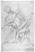 Free download Allegorical Figure of Purity with a Unicorn and Putto (recto); Study of a Nude Boy (verso) free photo or picture to be edited with GIMP online image editor
