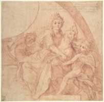 Free download Allegorical Figure of Purity with a Unicorn and Two Putti (recto); Study of the Same Figures (verso) free photo or picture to be edited with GIMP online image editor