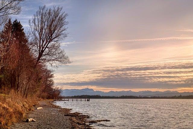 Free download ammersee lake sunset dusk twilight free picture to be edited with GIMP free online image editor