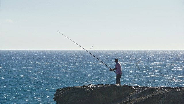 Free download Angler Lonely Sea -  free photo or picture to be edited with GIMP online image editor