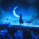 Anime Girl Moonlight Flower Field: Live Wallpaper for Chrome  screen for extension Chrome web store in OffiDocs Chromium