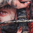 Anime Girl Red Eye Tattoo Sword Anime Theme  screen for extension Chrome web store in OffiDocs Chromium