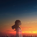 Anime Girl School Uniform Student Sunset Scenery Anime Theme  screen for extension Chrome web store in OffiDocs Chromium