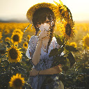 Anime Girl Sunflower Field Anime Theme  screen for extension Chrome web store in OffiDocs Chromium
