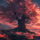 Anime Girl Watching Sunset By Cherry Tree A Stunning Live Wallpaper  screen for extension Chrome web store in OffiDocs Chromium