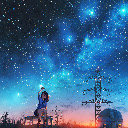 Anime School Girl Night Sky Stars Anime Theme  screen for extension Chrome web store in OffiDocs Chromium