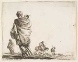 Free download A Poor Woman Enveloped in Her Shawl Carrying Her Child free photo or picture to be edited with GIMP online image editor