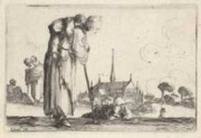 Free download A Poor Woman Standing and Turned to the Right, from Caprices made by della Bella (Caprice faict par de la Bella), plate 10 free photo or picture to be edited with GIMP online image editor