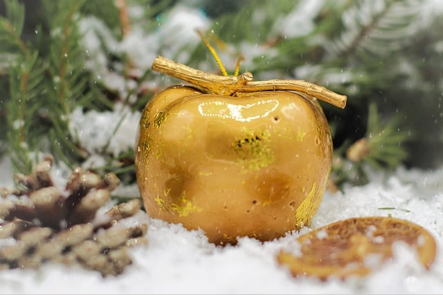 Free download apple golden christmas motif cone free picture to be edited with GIMP free online image editor