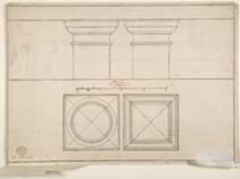 Free download Architectural Perspective Study Showing Two Column Bases (Recto); Architectural Perspective Study Showing Column Capital and a Measurement Key (Verso) free photo or picture to be edited with GIMP online image editor