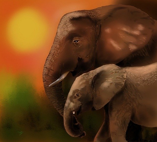 Free download Art Elephants Sun -  free illustration to be edited with GIMP free online image editor