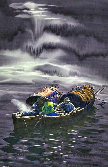 Free download Art Painting Fishing -  free illustration to be edited with GIMP free online image editor