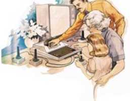 Free download Atari 400 Father Grandmother and Daughter painting circa 1979 free photo or picture to be edited with GIMP online image editor