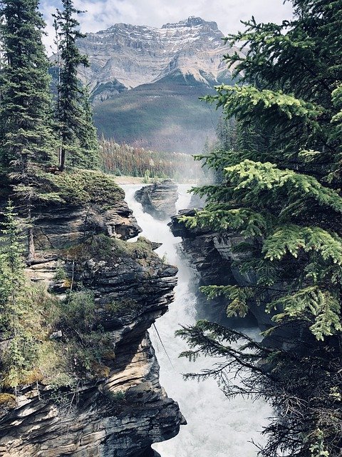 Gratis download Athabasca Falls Scenic Waterfalls - gratis foto of afbeelding om te bewerken met GIMP online afbeeldingseditor