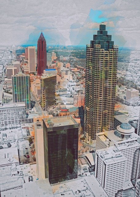 Free download Atlanta City Buildings -  free illustration to be edited with GIMP free online image editor