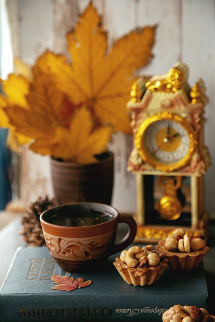 Free download autumn leaves cup tea clock free picture to be edited with GIMP free online image editor