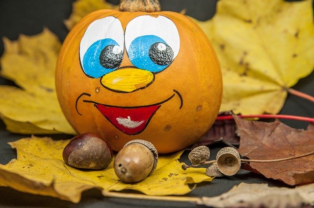 Bezpłatne pobieranie Autumn Leaves Laughing Pumpkin - darmowe zdjęcie lub obraz do edycji za pomocą internetowego edytora obrazów GIMP