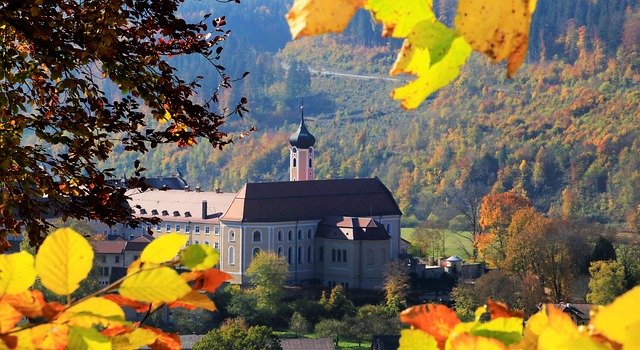 Free download Autumn Leaves Monastery -  free photo or picture to be edited with GIMP online image editor